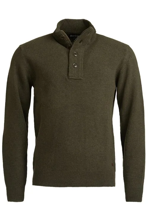 Trui Barbour half zip groen met elleboog patches