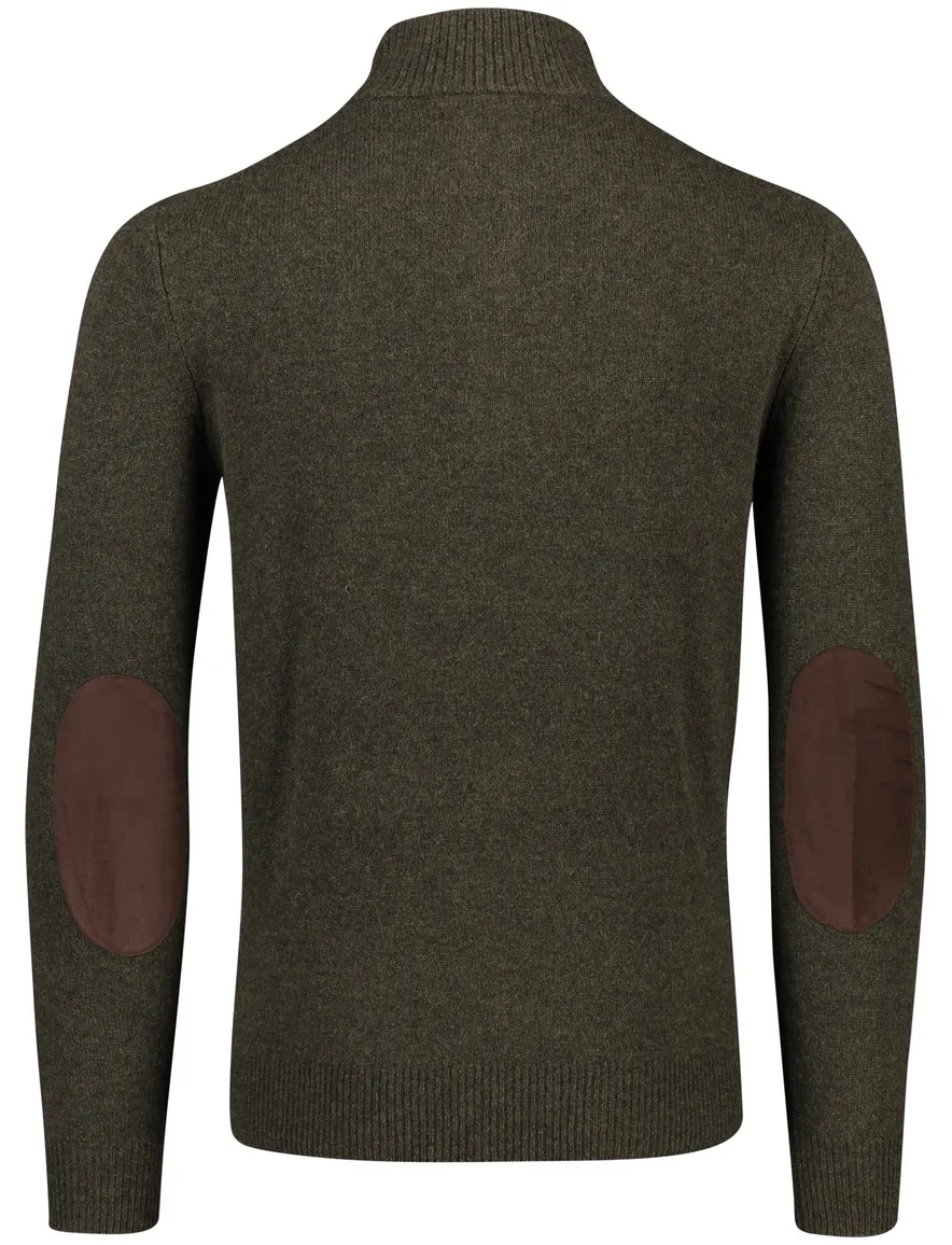 Barbour Essential half zip trui donkergroen gemêleerd