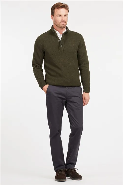Trui Barbour half zip groen met elleboog patches
