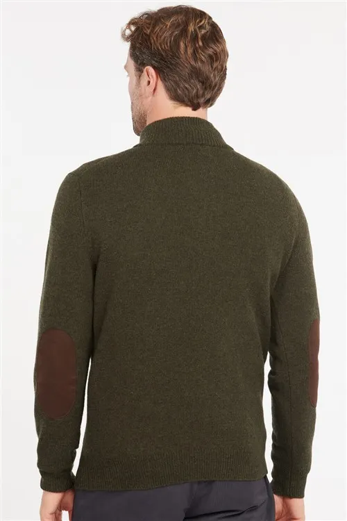 Barbour Essential half zip trui donkergroen gemêleerd