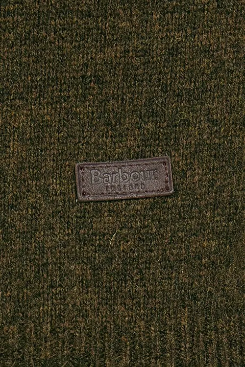 Barbour Essential half zip trui donkergroen gemêleerd