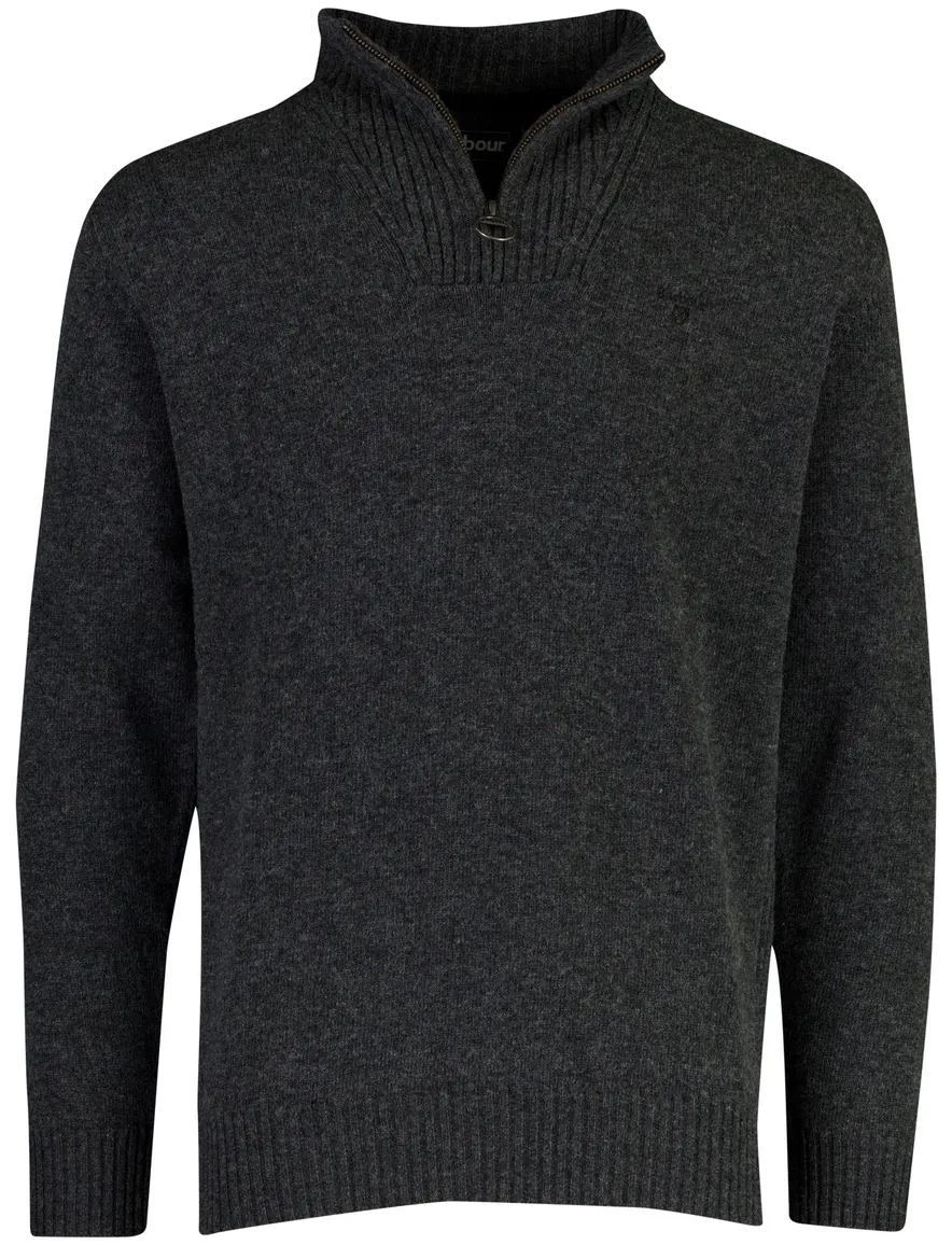 Barbour half zip trui antraciet gemêleerd wol