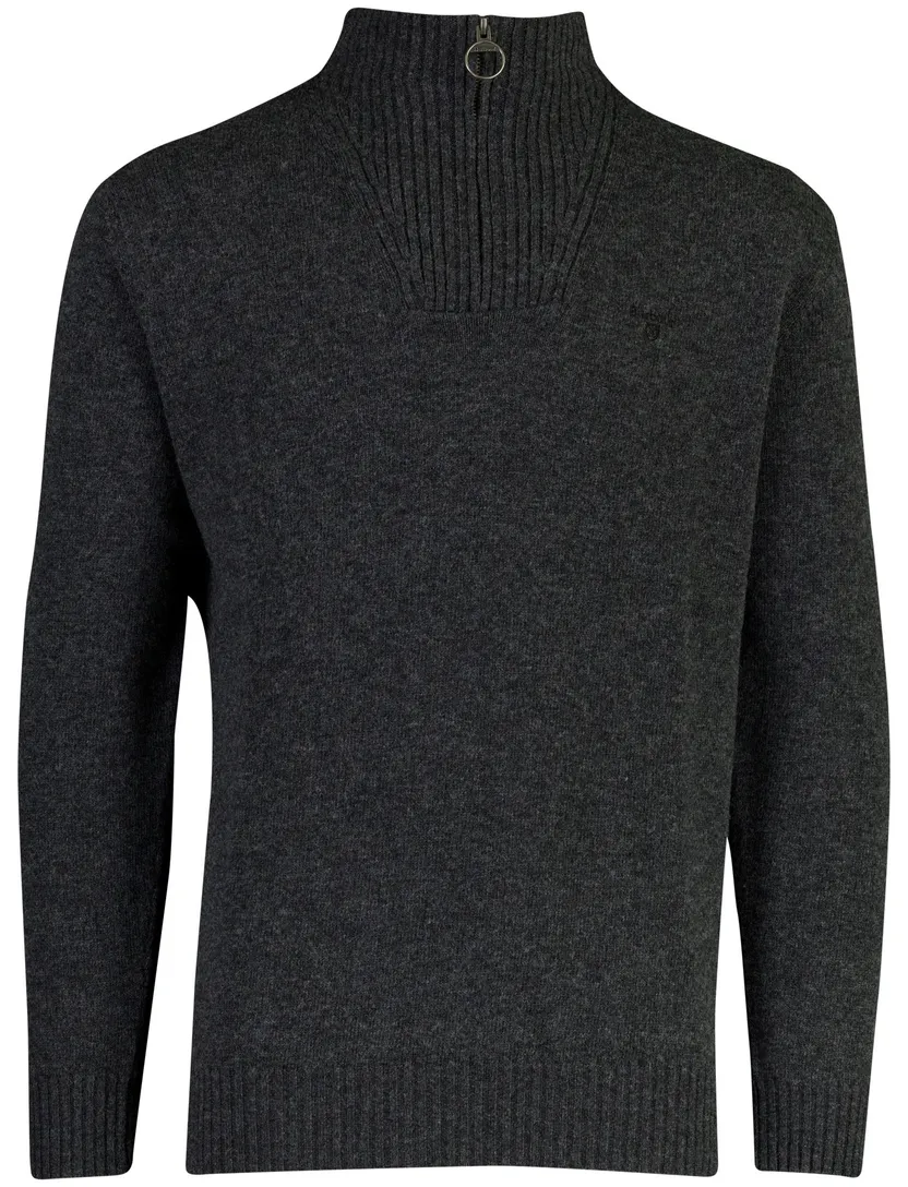 Barbour half zip trui antraciet gemêleerd wol