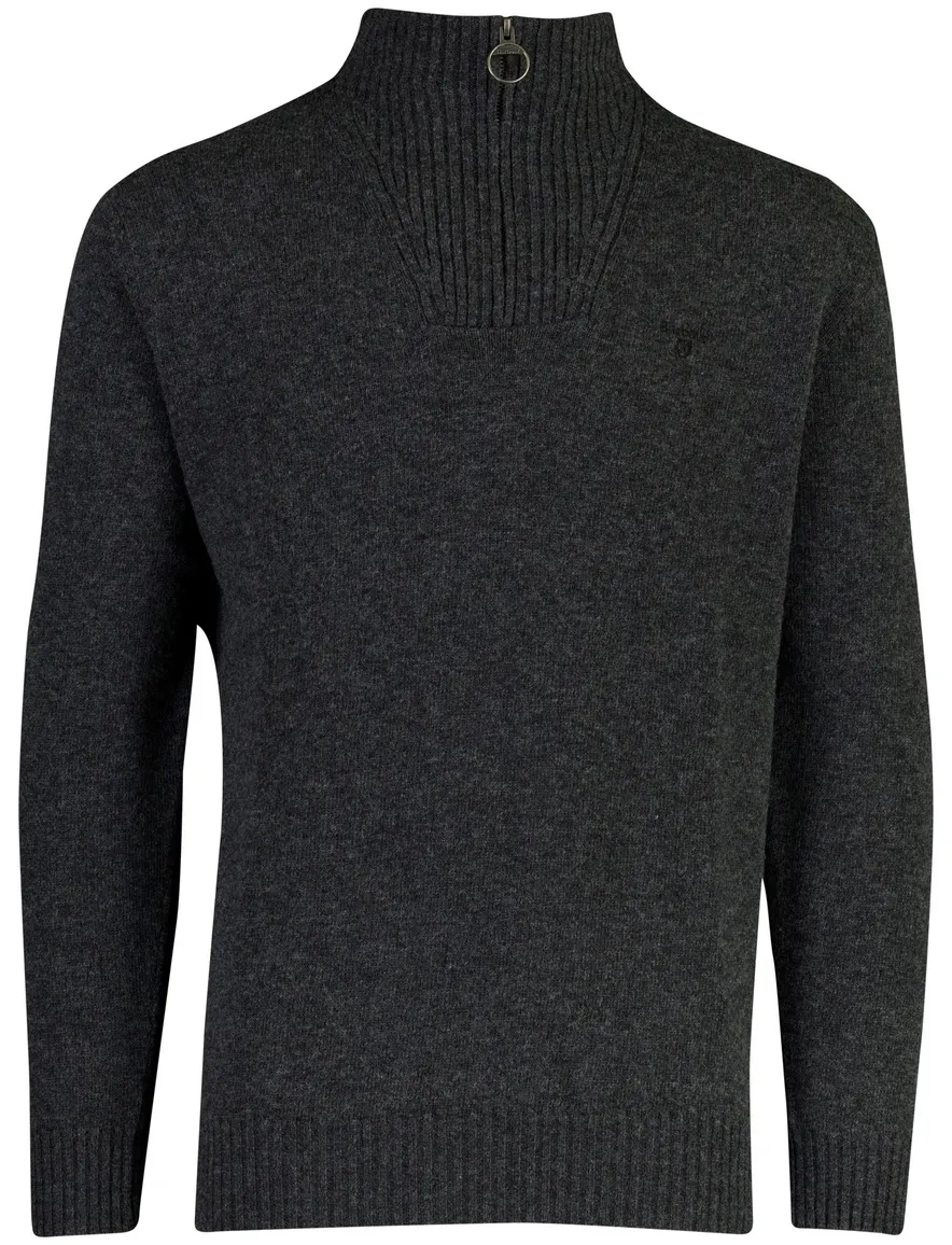 Barbour half zip trui antraciet gemêleerd wol