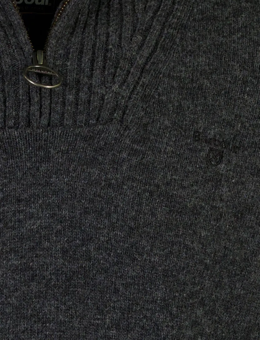 Barbour half zip trui antraciet gemêleerd wol