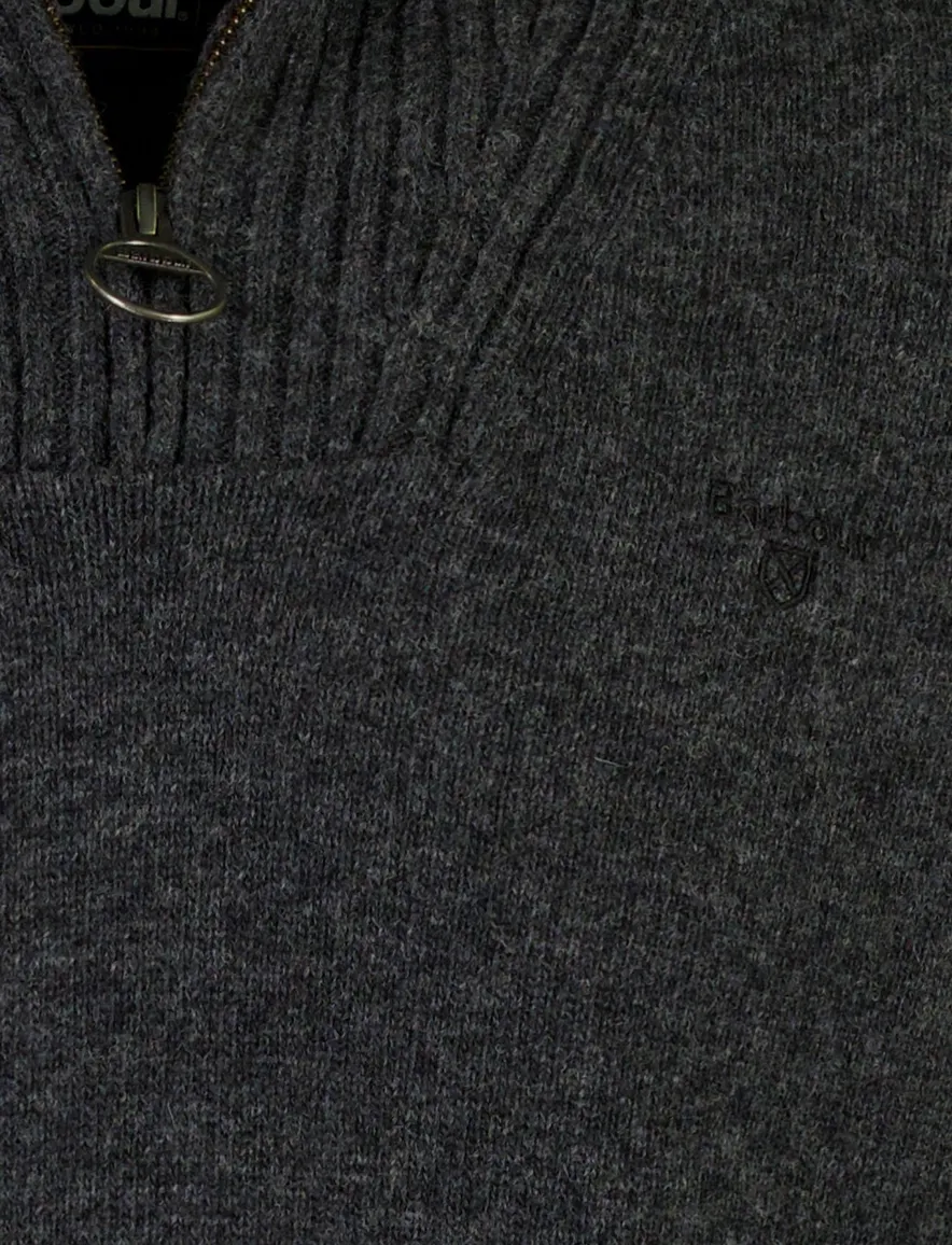Barbour half zip trui antraciet gemêleerd wol