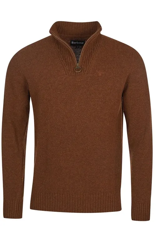 Barbour trui opstaande kraag bruin lamswol