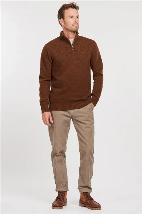 Barbour trui opstaande kraag bruin lamswol