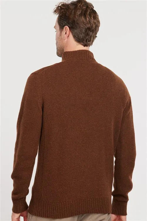 Barbour trui opstaande kraag bruin lamswol