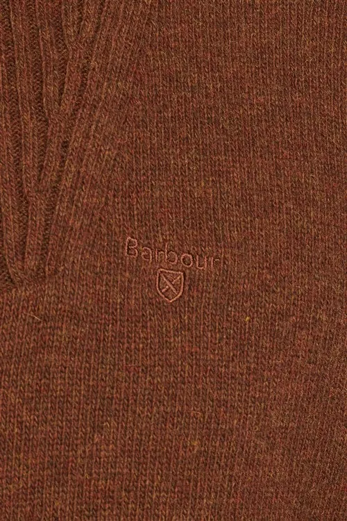 Barbour trui opstaande kraag bruin lamswol