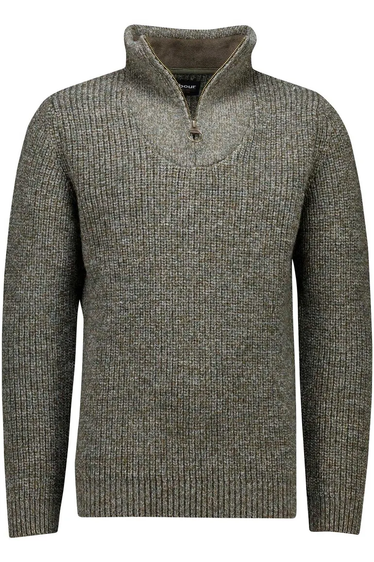 Grijze trui Barbour half zip normale fit wol