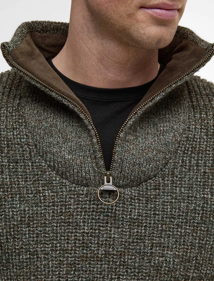 Grijze trui Barbour half zip normale fit wol