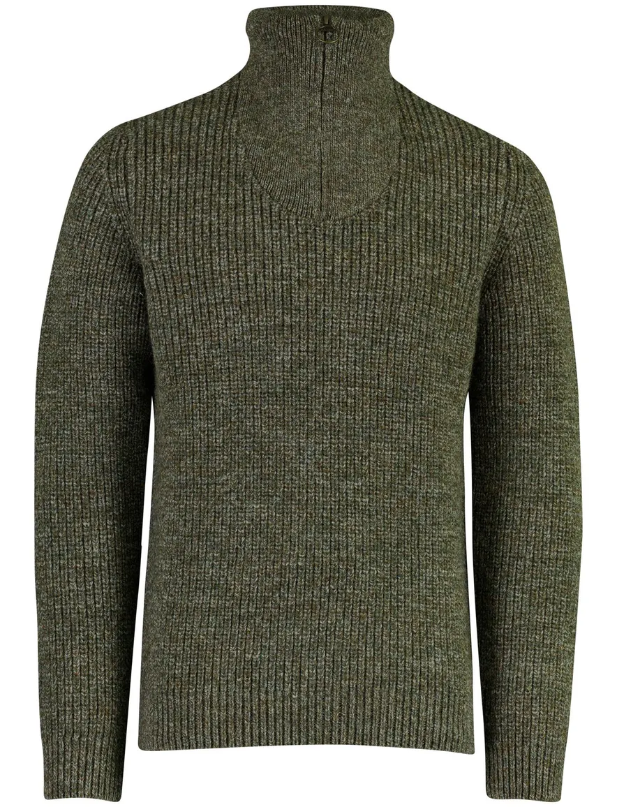 Barbour half zip trui groen gemeleerd