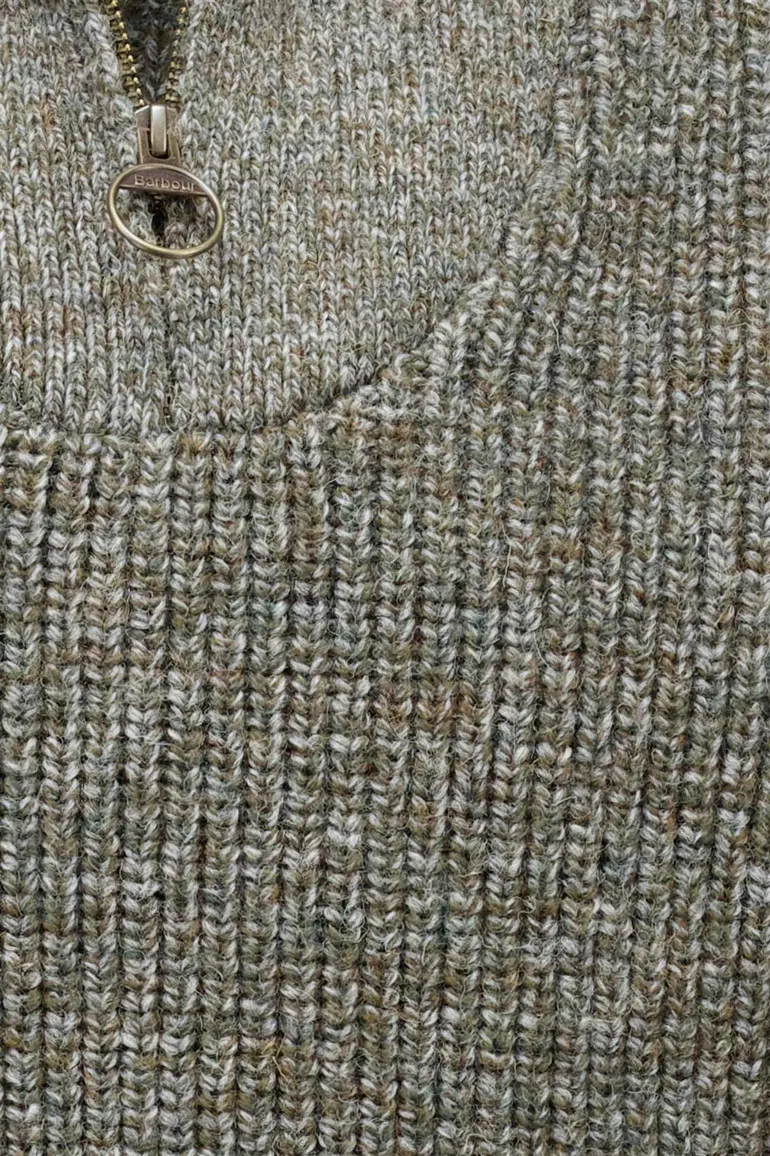 Grijze trui Barbour half zip normale fit wol