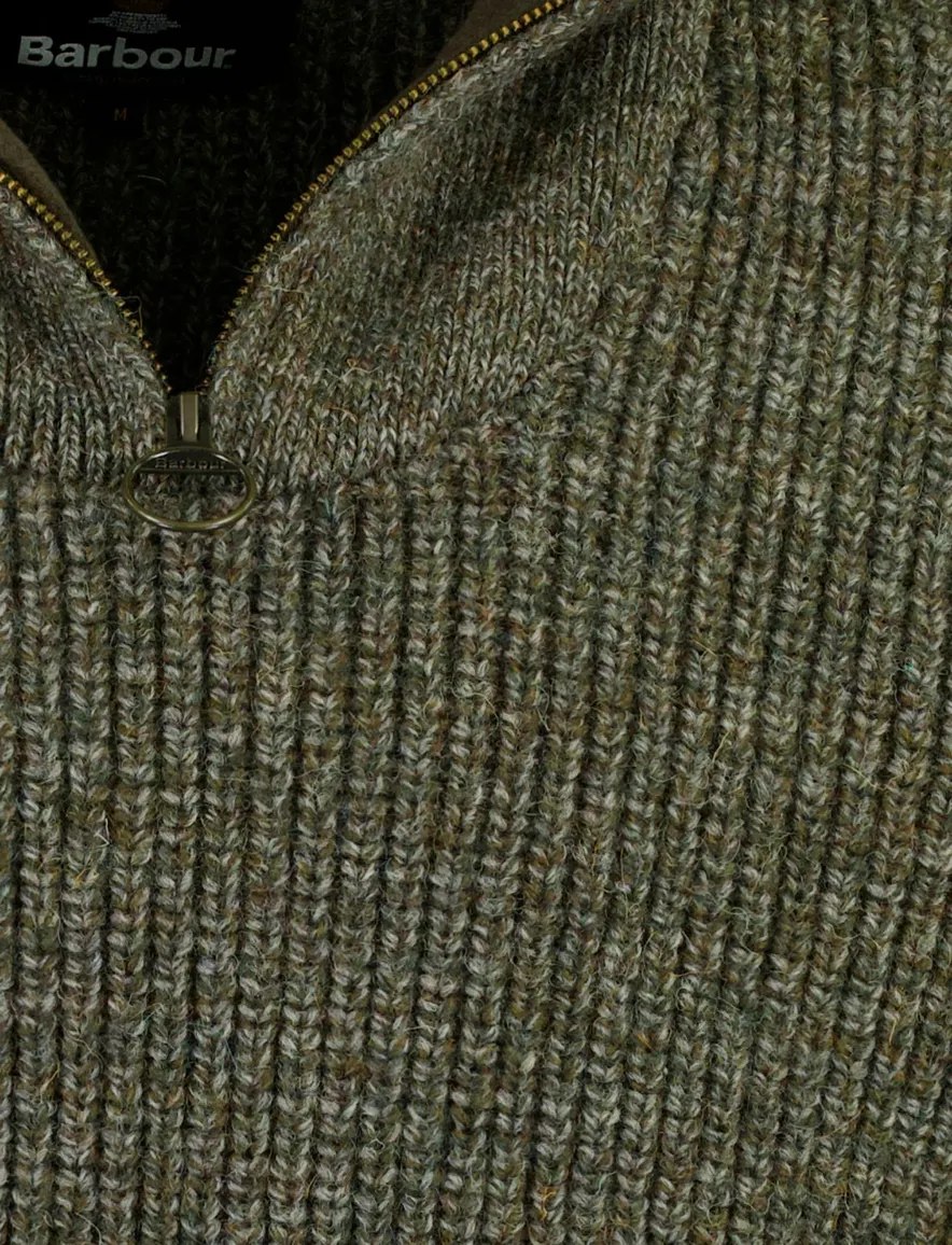 Barbour half zip trui groen gemeleerd