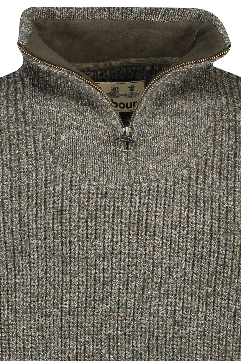 Grijze trui Barbour half zip normale fit wol