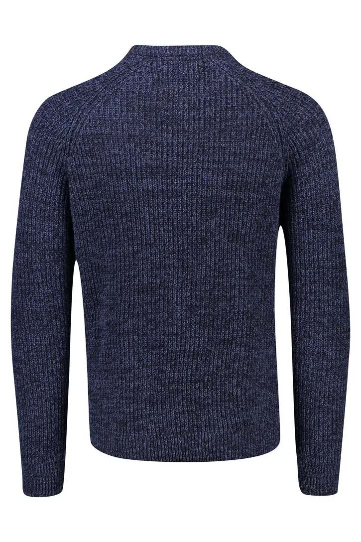 Barbour trui donkerblauw effen lamswol ronde hals