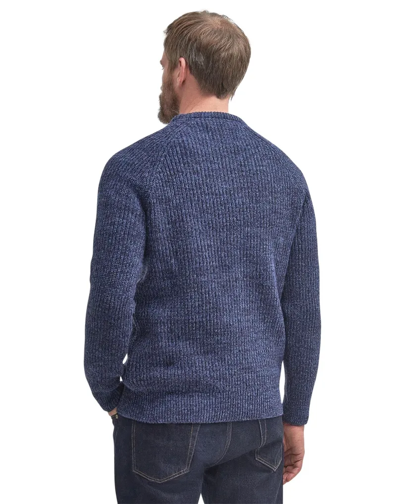 Barbour trui donkerblauw effen lamswol ronde hals