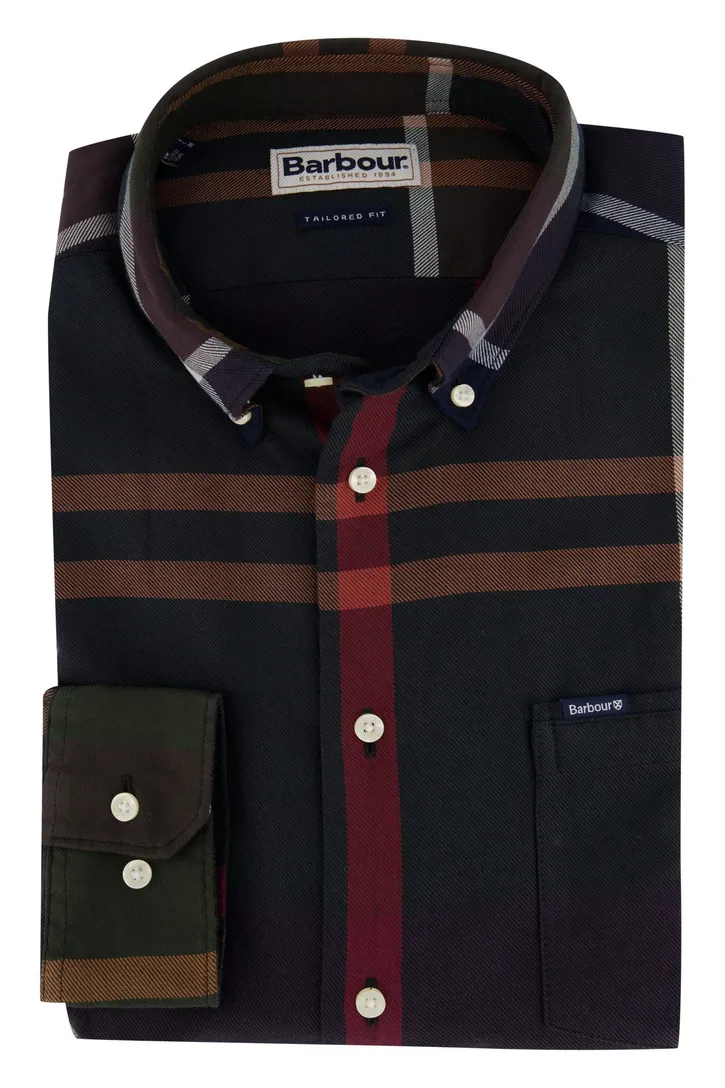 Barbour casual overhemd geruit donkerblauw