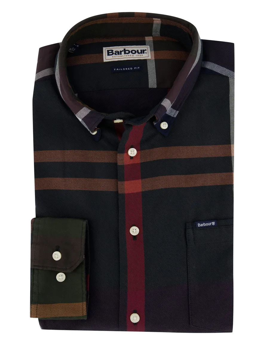 Barbour casual overhemd navy normale fit geruit button down boord