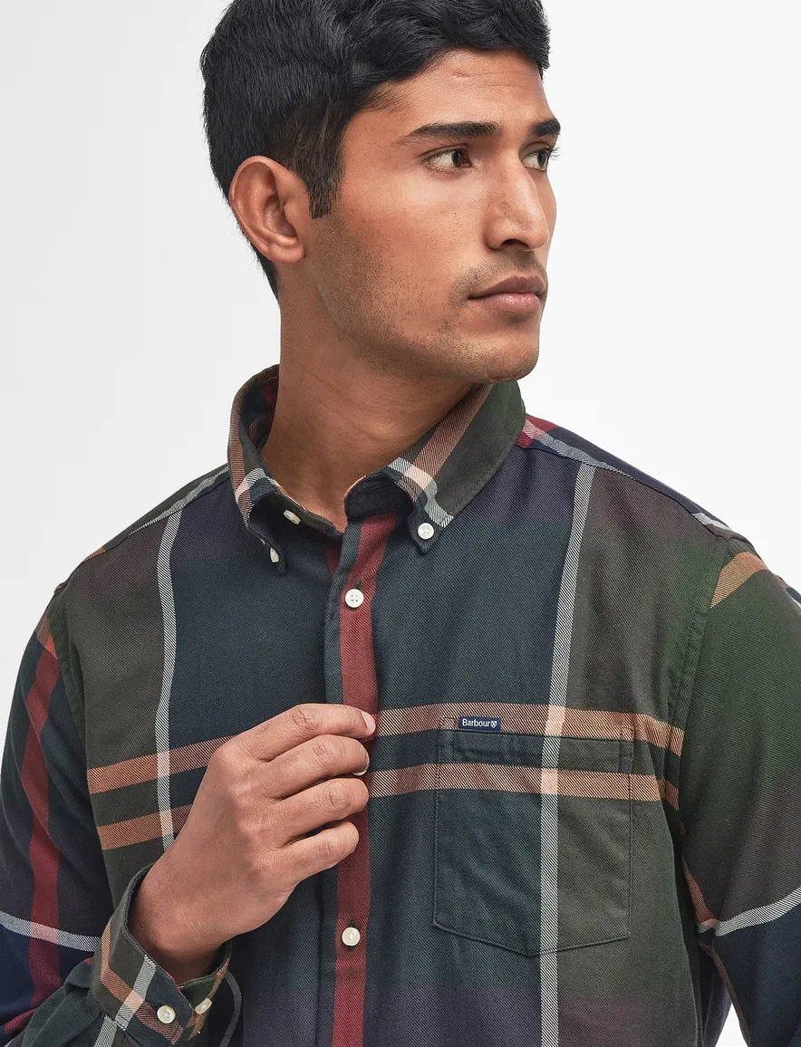 Barbour casual overhemd navy normale fit geruit button down boord