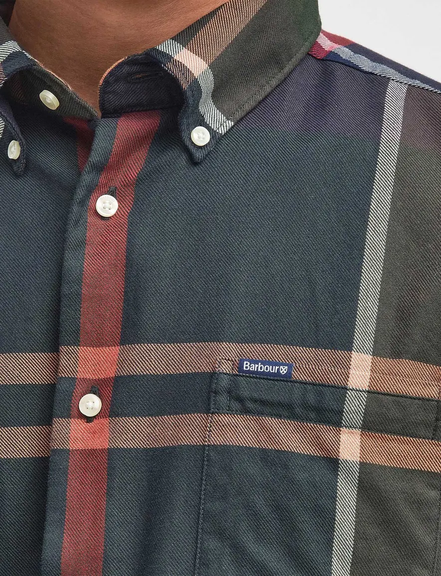 Barbour casual overhemd navy normale fit geruit button down boord