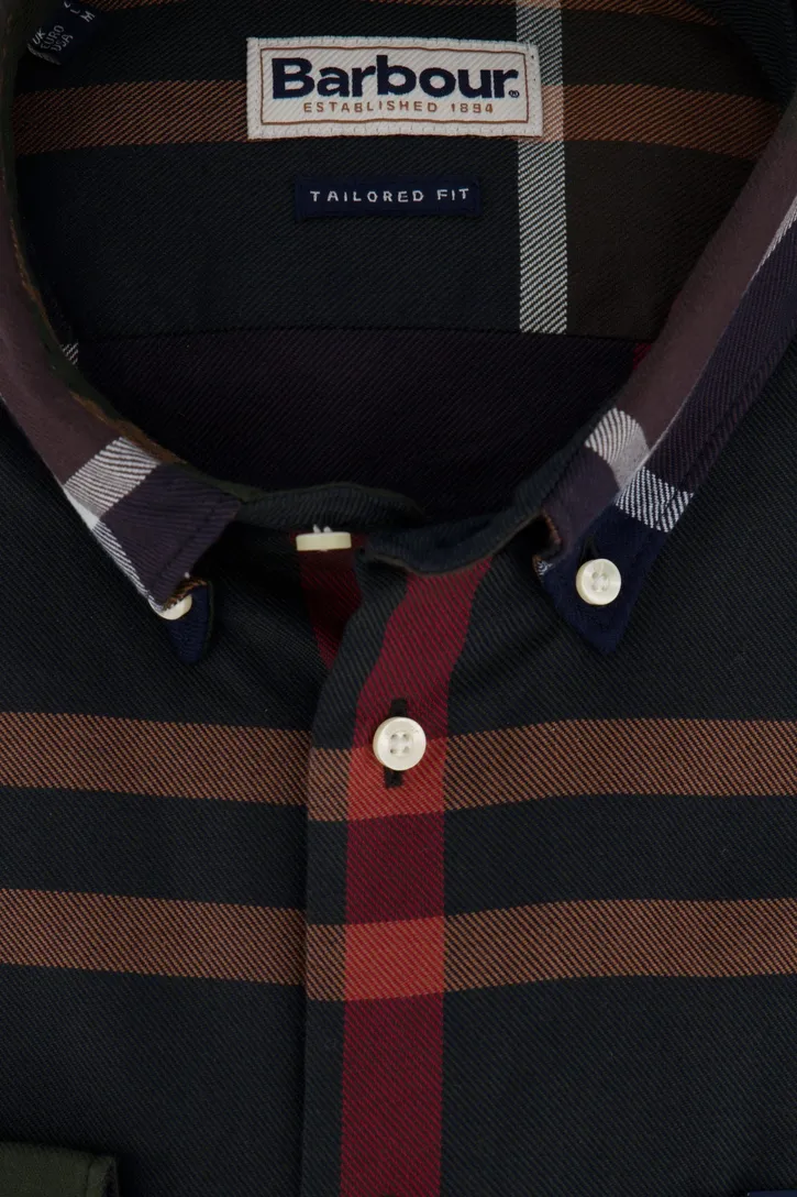 Barbour casual overhemd geruit donkerblauw