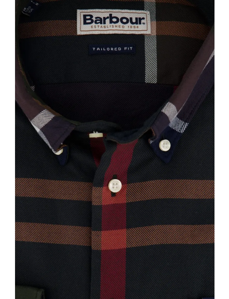Barbour casual overhemd navy normale fit geruit button down boord