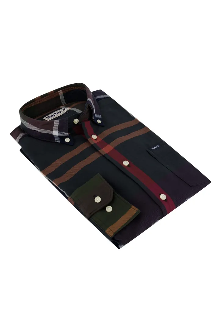 Barbour casual overhemd geruit donkerblauw