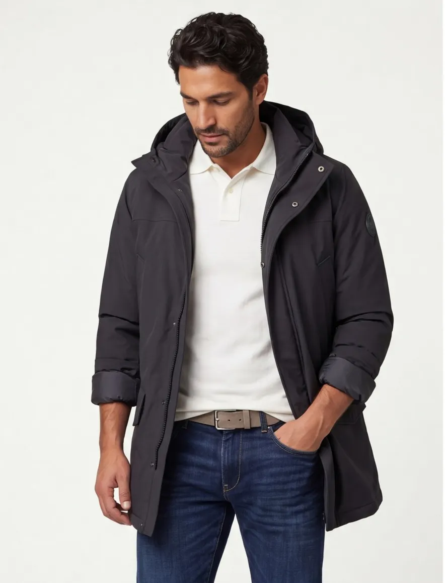 Airforce parka Snow zwart met capuchon