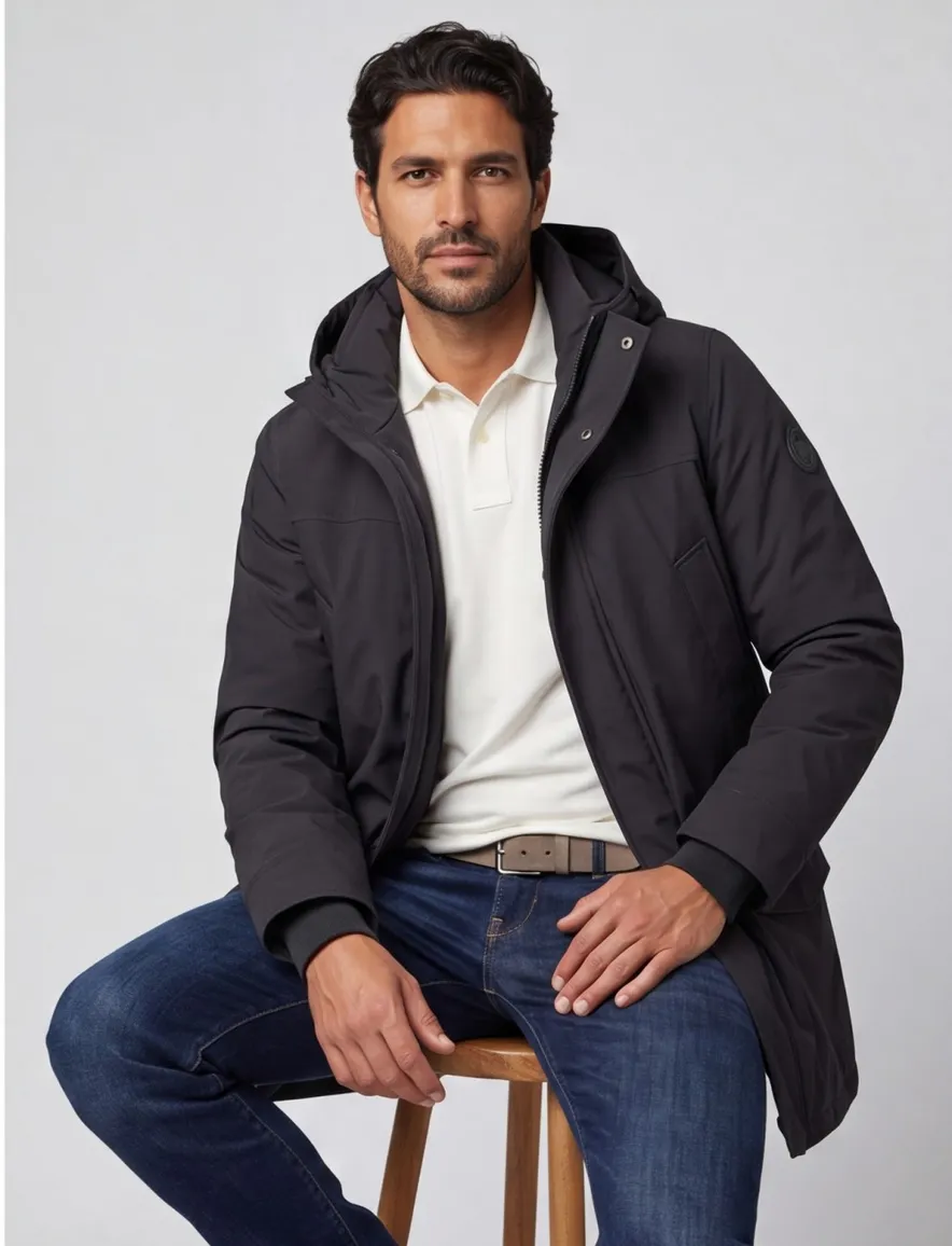Airforce parka Snow zwart met capuchon