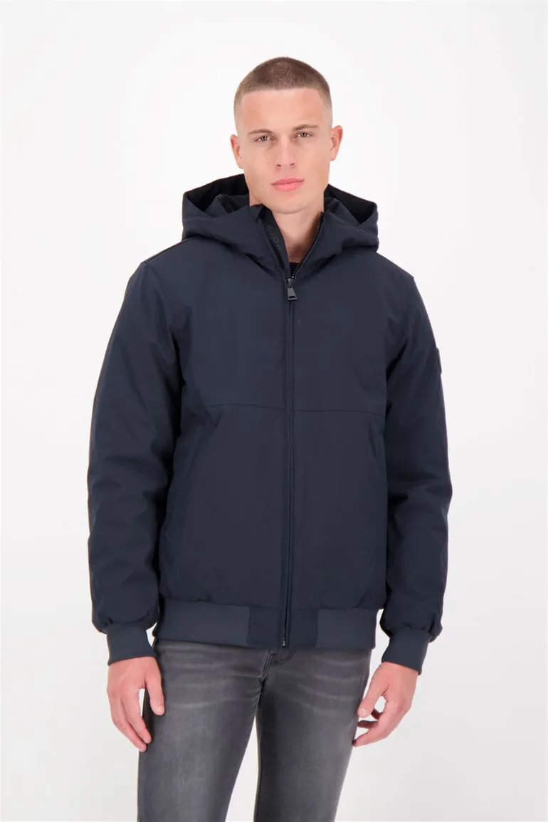 Airforce bomber donkerblauw effen rits slim fit