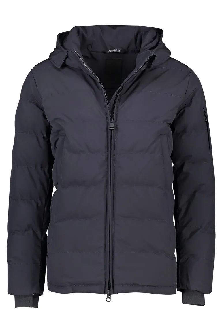 winterjas Airforce donkerblauw slim fit Mitchell effen rits