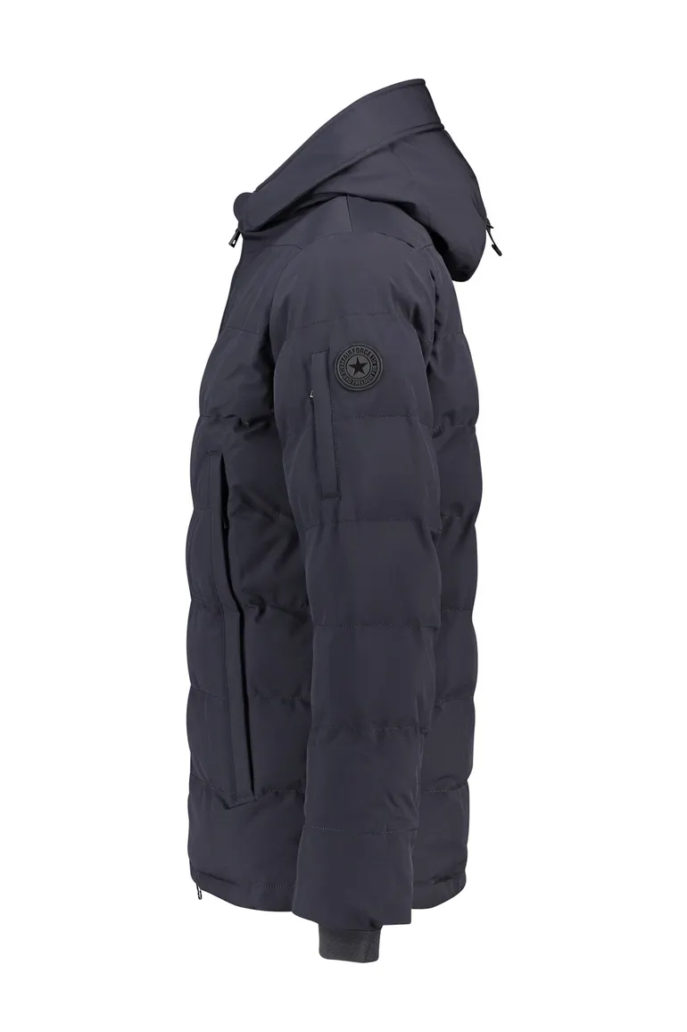 Airforce winterjas Mitchell donkerblauw effen rits slim fit