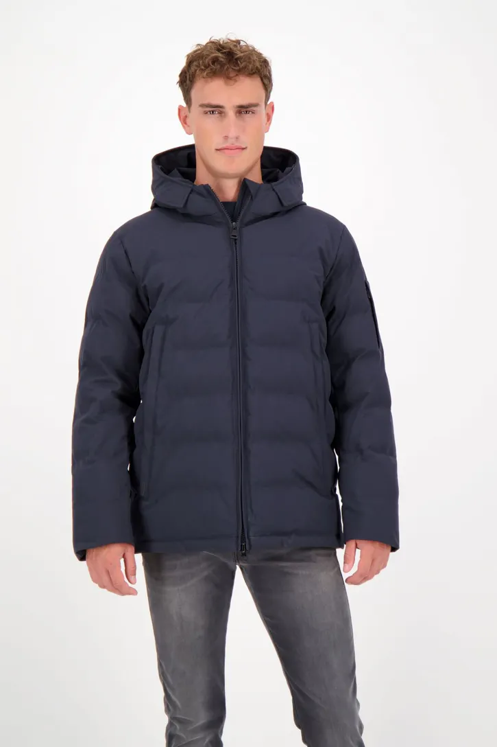 Airforce Mitchell winterjas donkerblauw slim fit effen rits
