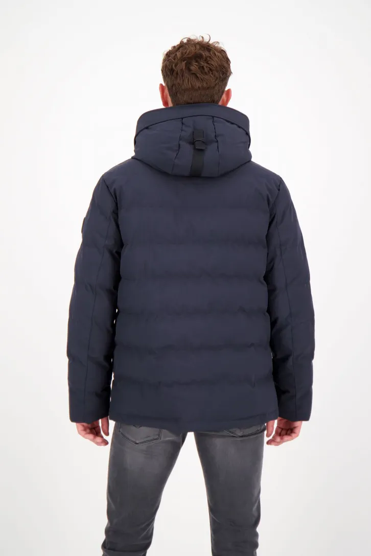 Airforce Mitchell winterjas donkerblauw slim fit effen rits