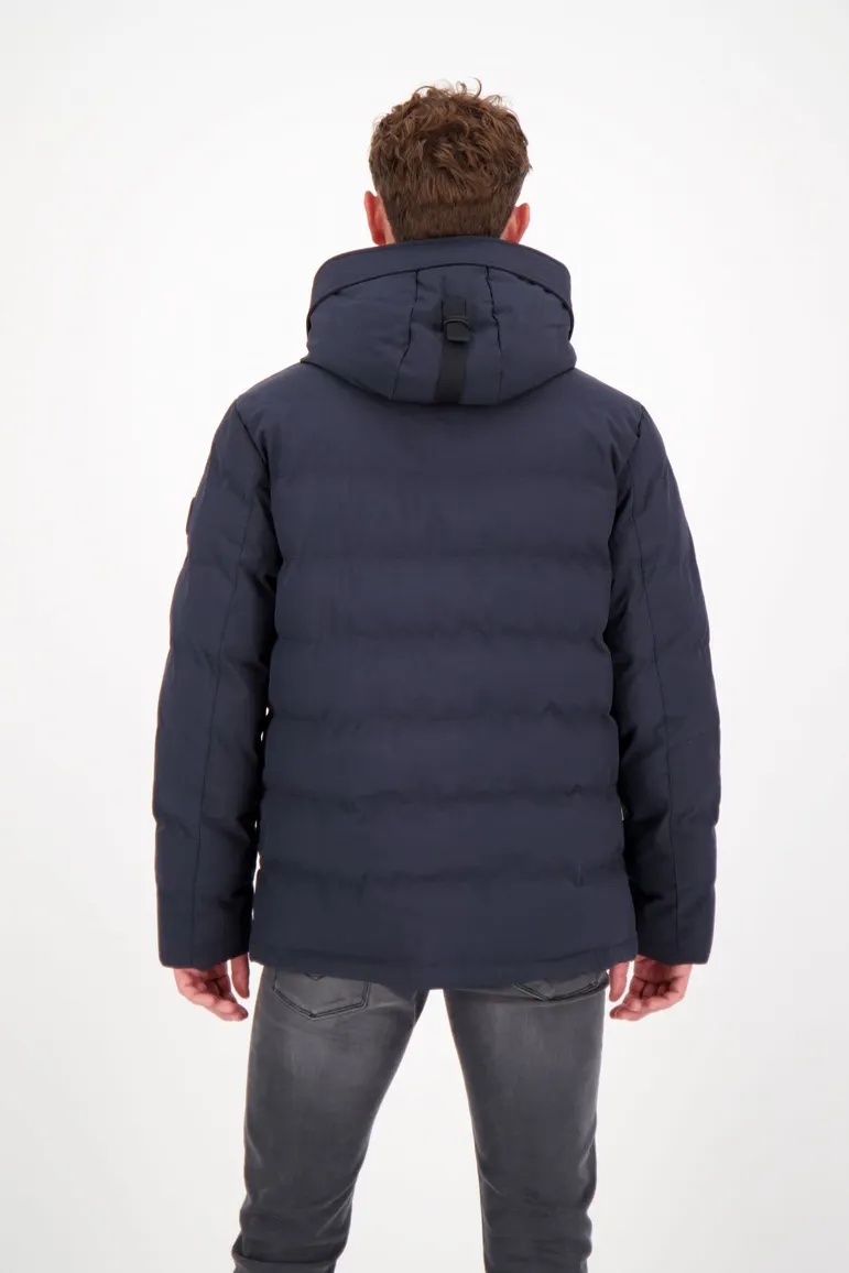 winterjas Airforce donkerblauw slim fit Mitchell effen rits