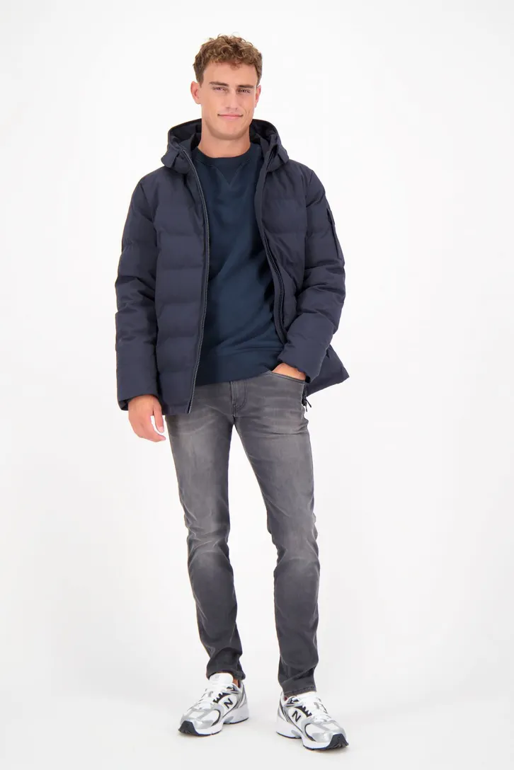 Airforce Mitchell winterjas donkerblauw slim fit effen rits