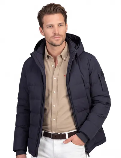 Airforce Airforce Mitchell winterjas donkerblauw slim fit effen rits