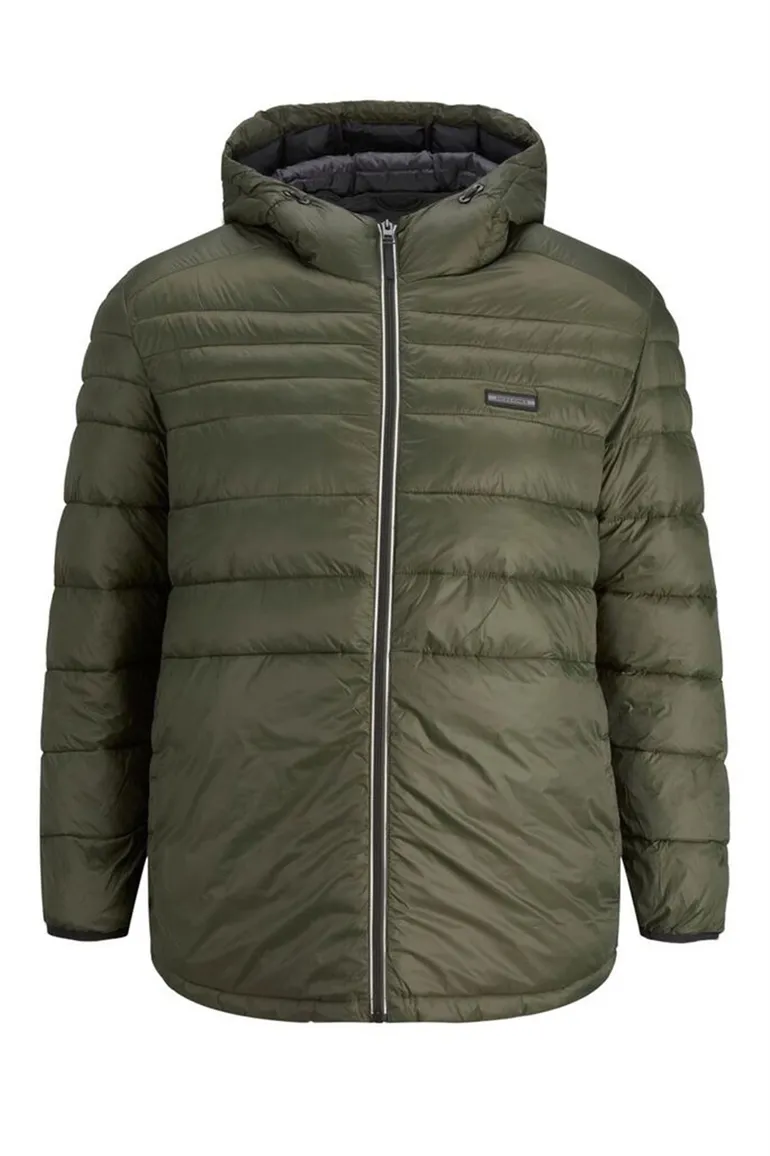 Jack & Jones gewatteerde jas groen Plus Size met capuchon