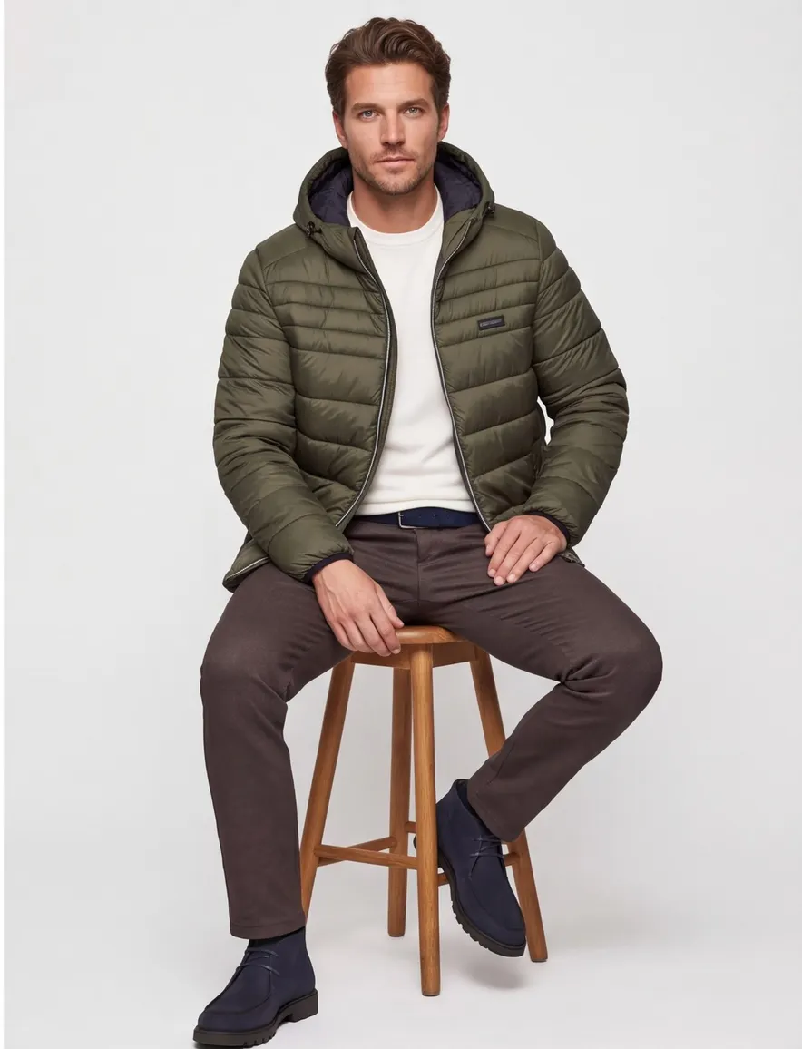 Jack & Jones gewatteerde jas groen Plus Size met capuchon