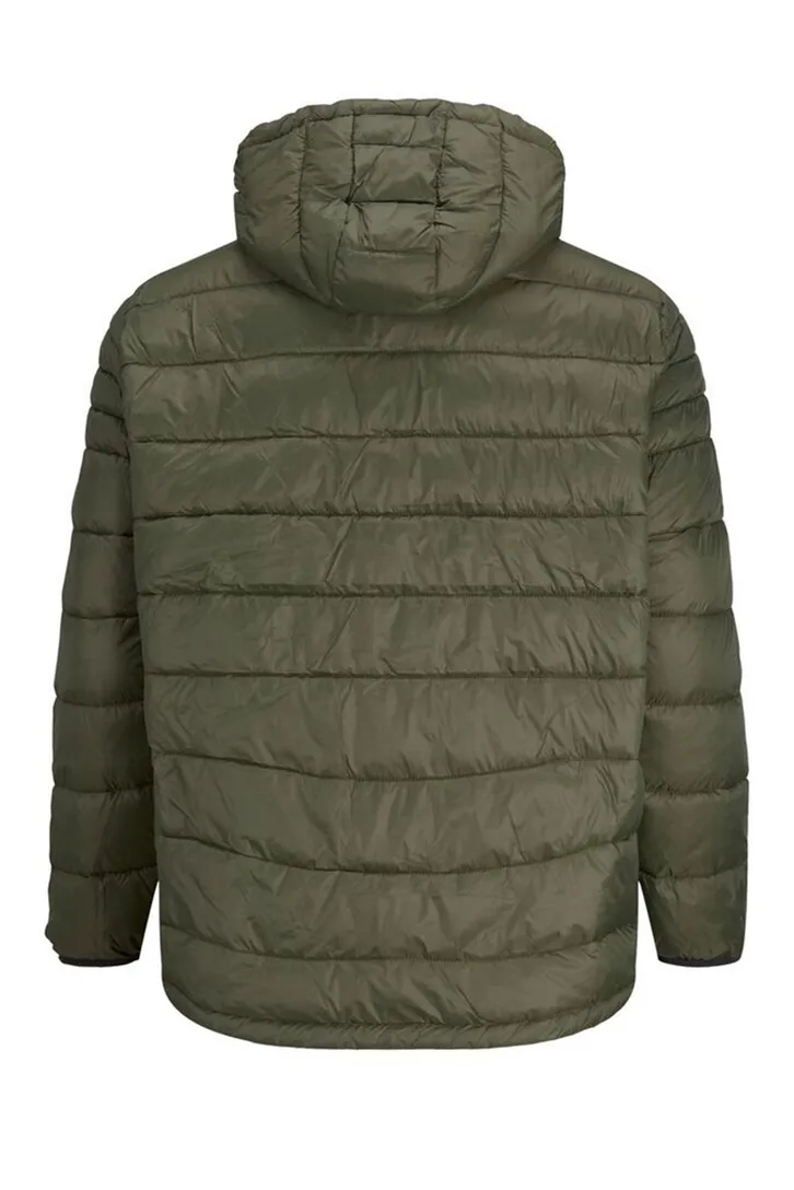 Jack & Jones winterjas groen effen rits wijde fit