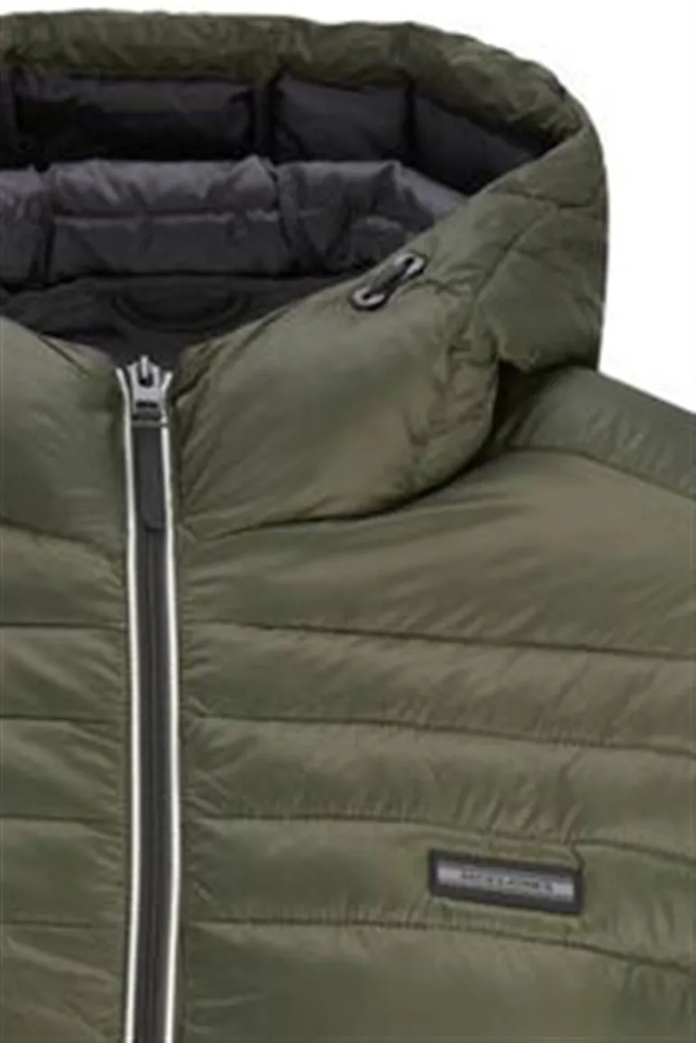 Jack & Jones gewatteerde jas groen Plus Size met capuchon