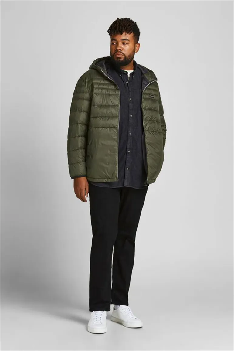 Jack & Jones gewatteerde jas groen Plus Size met capuchon