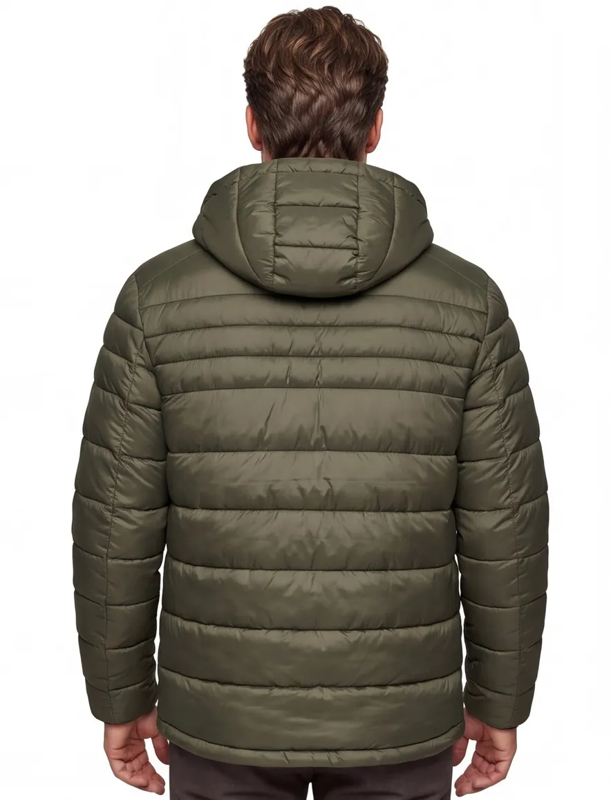 Jack & Jones gewatteerde jas groen Plus Size met capuchon