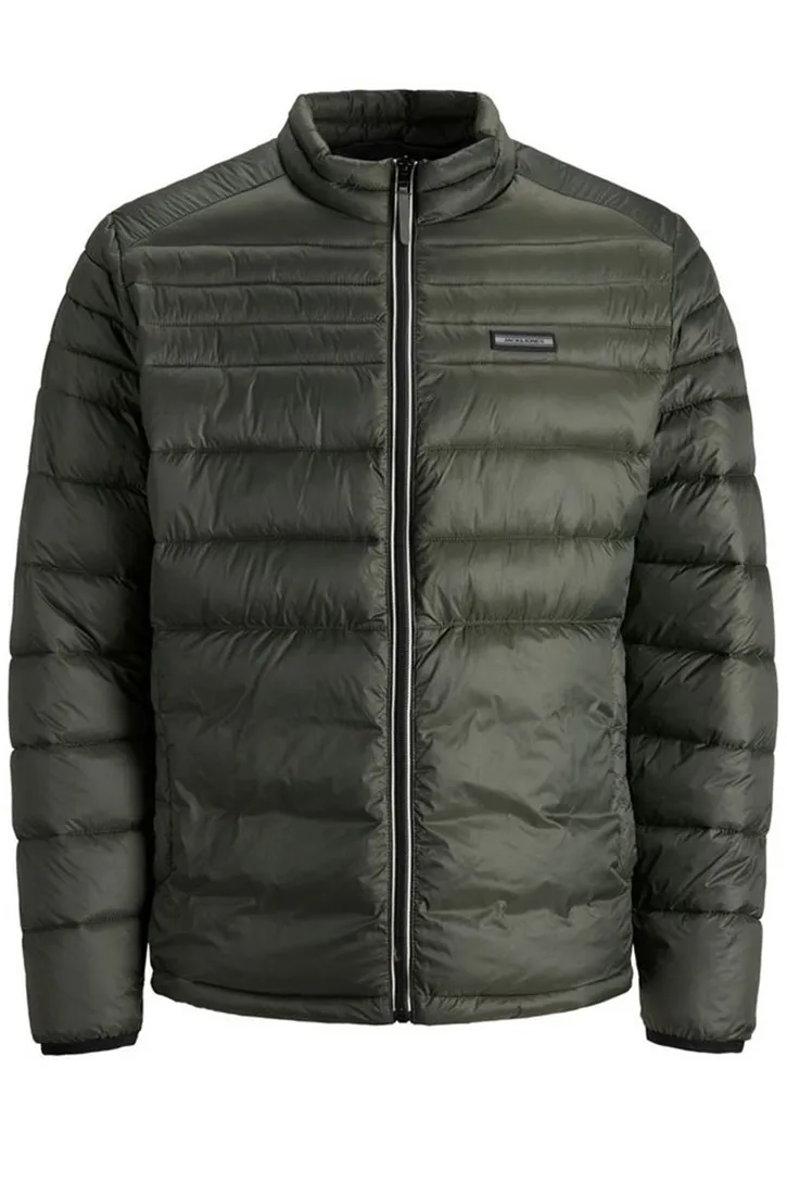 Jack & Jones tussenjas grijs effen rits wijde fit