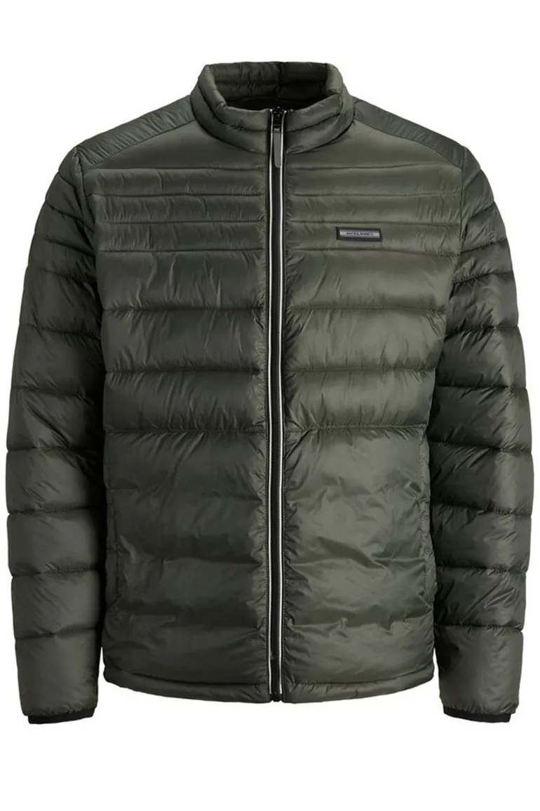 Jack & Jones tussenjas grijs effen rits wijde fit