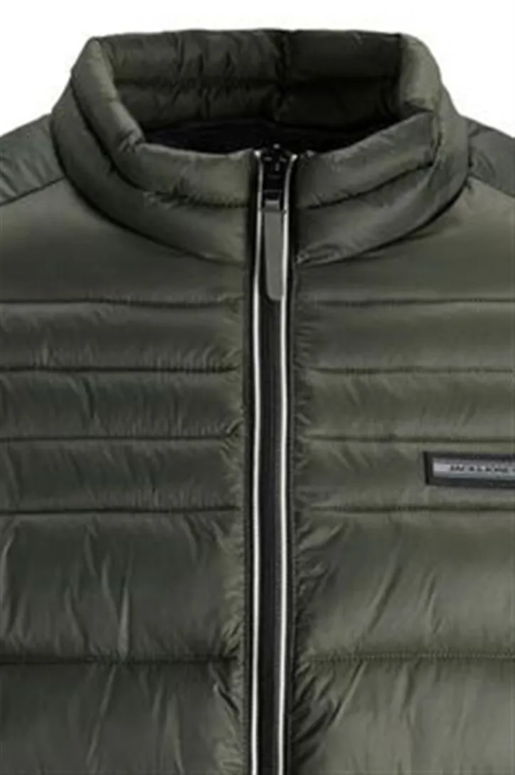 Jack & Jones tussenjas grijs effen rits wijde fit