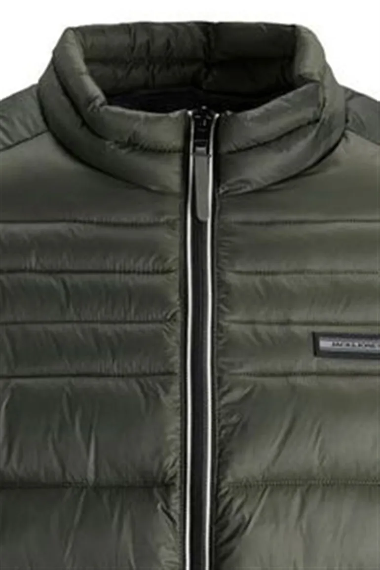 Jack & Jones tussenjas grijs effen rits wijde fit