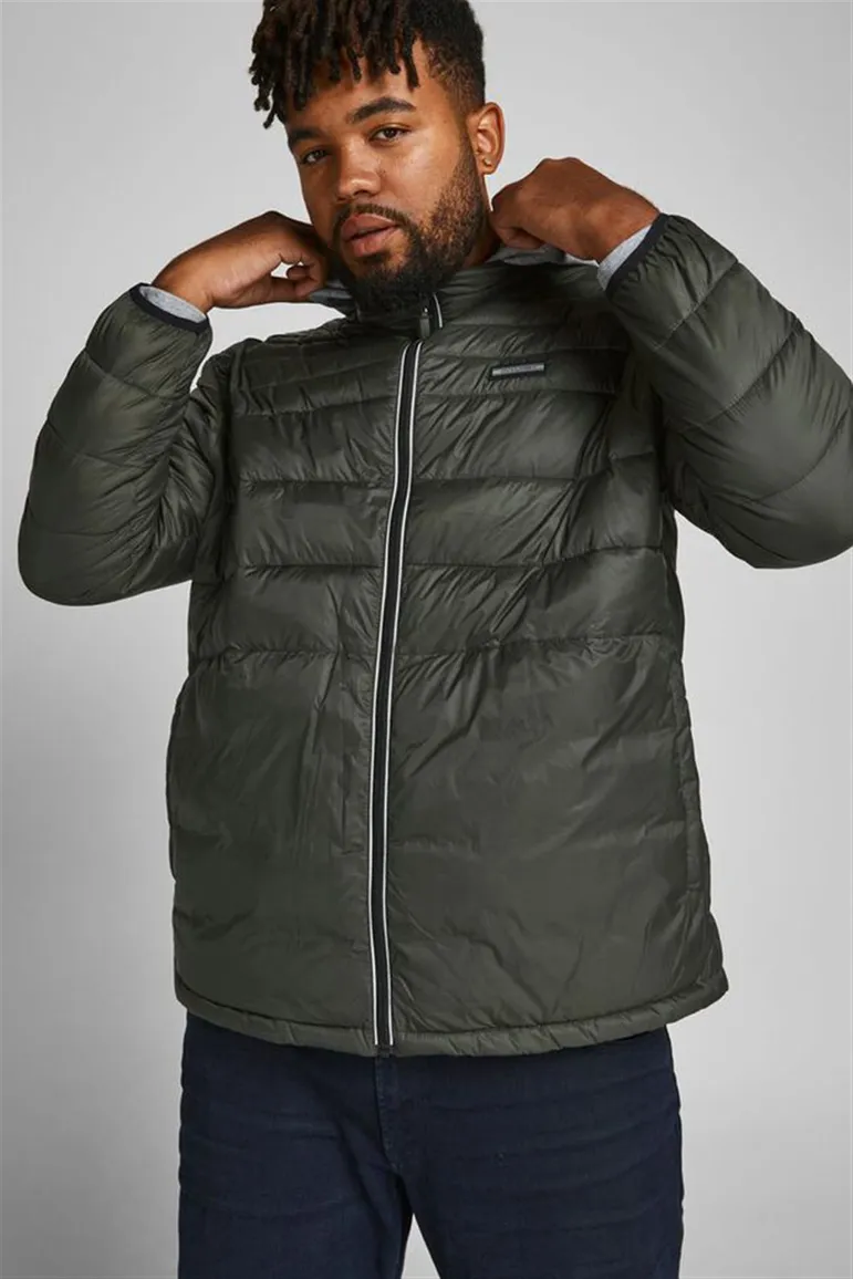 Jack & Jones tussenjas grijs effen rits wijde fit